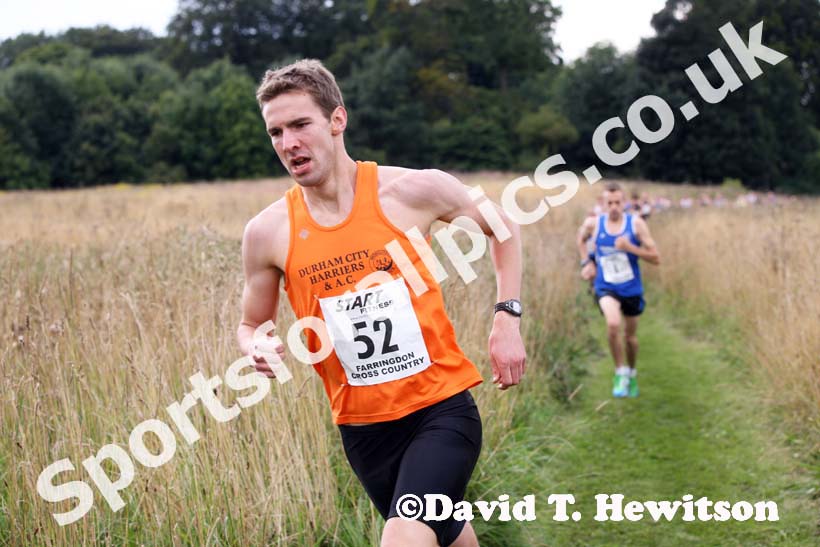 Dan Jenkin (Durham City) leads the first leg of the 4 x 1.8 mile relay at the Sunderland Open Cross Country.
